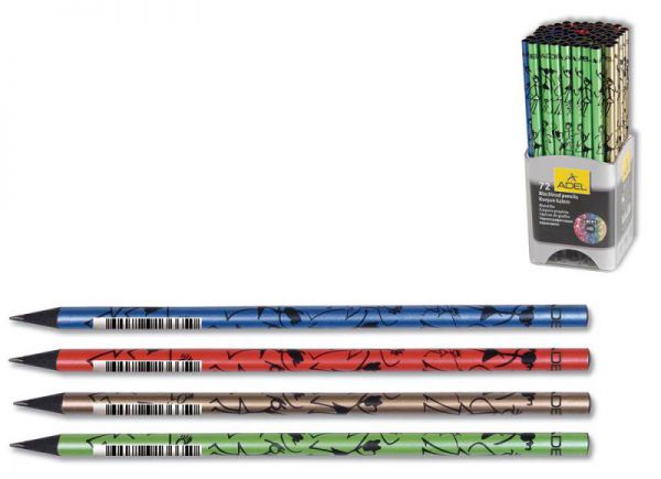 Карандаш чернографитный Adel LINERS 206-1136-054 HB черное дерево корпус ассорти (беж/кр/зел/син)