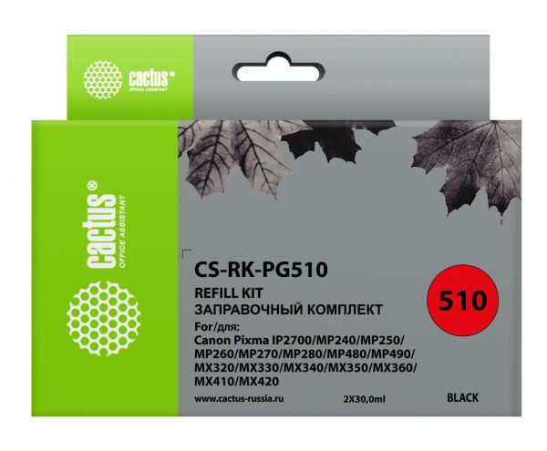 Заправочный набор Cactus CS-RK-PG510 для Canon MP240, MP250 , MP260 30 мл черный